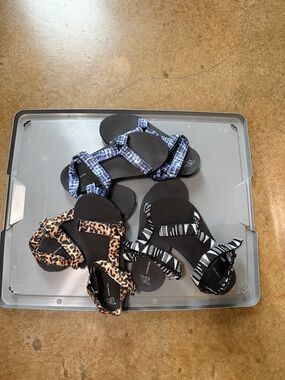 Time and Tru Women's Sandals - Leopard, Black and Blue